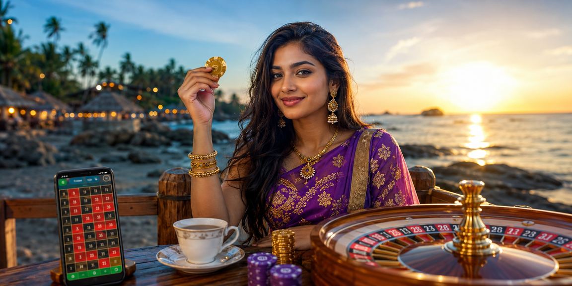 সেন্ট মার্টিনের সমুদ্র সৈকতে রুলেট গেম উপভোগ করছেন একজন